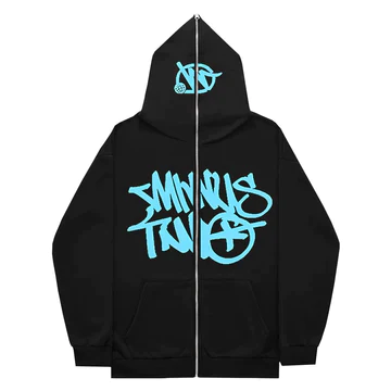 Minus Two Full Zip Hoodie Black Blue