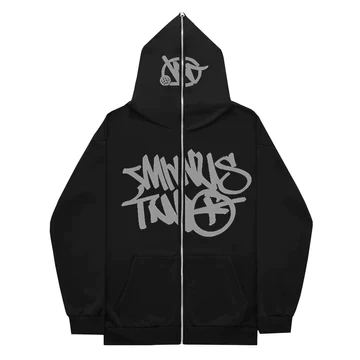 Minus Two Full Zip Hoodie Black Gray