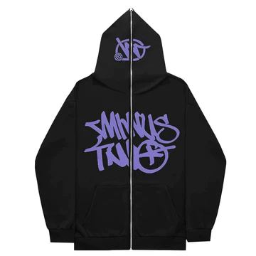 Minus Two Full Zip Hoodie Black Purple