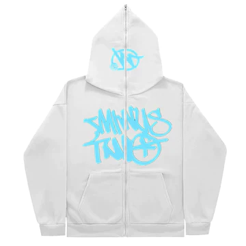 Minus Two Full Zip Hoodie White Blue