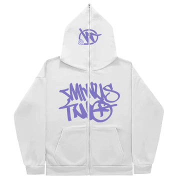 Minus Two Full Zip Hoodie White Purple