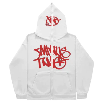 Minus Two Full Zip Hoodie White Red